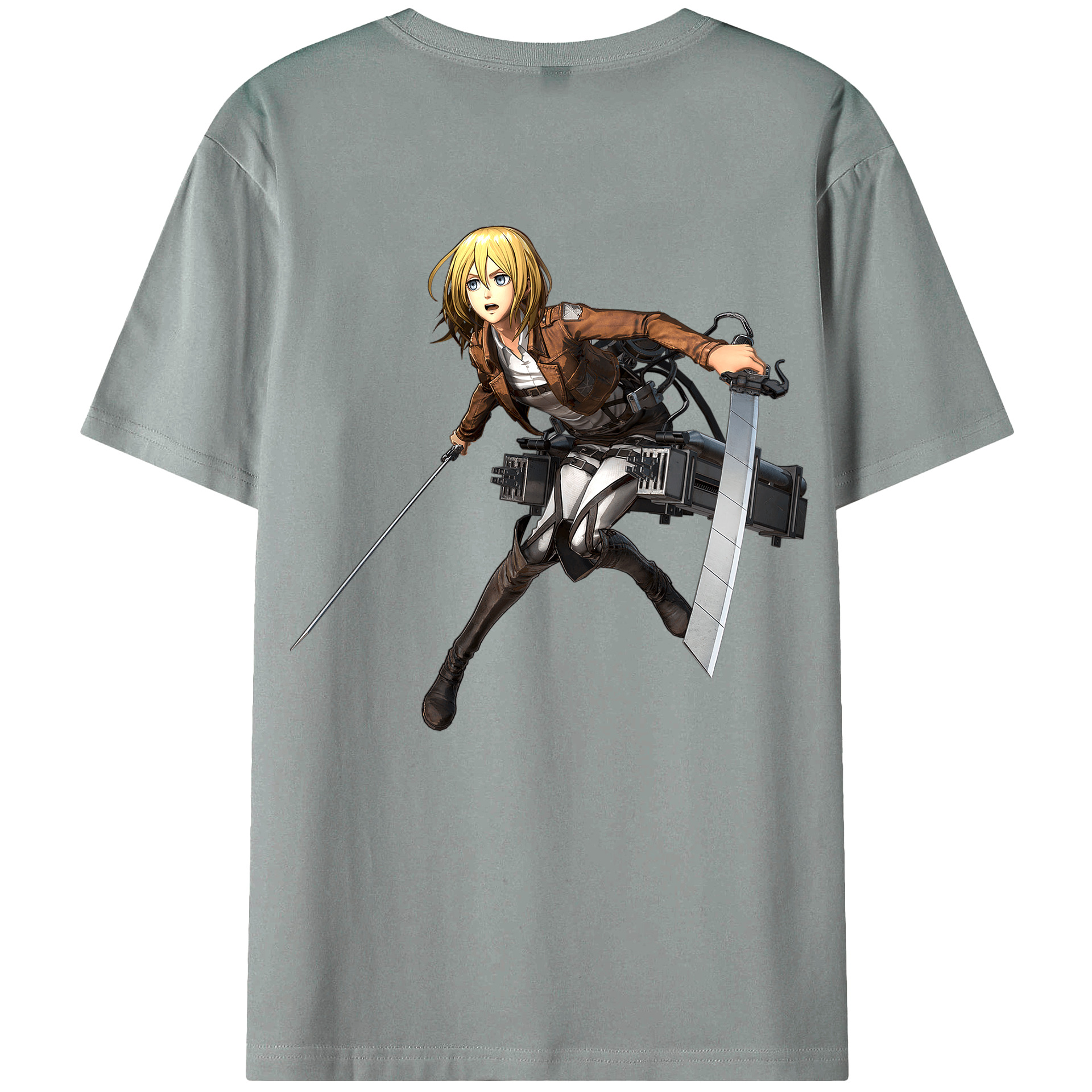 （画像用） 進撃の巨人 クリスタ·レンズ Attack on Titan Christa Lenz 綿100％ メンズ半袖Tシャツ（バックプリント） 通気性